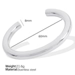 Silver color / 1 Piece Simple Series Classic Solid Color Stainless Steel  Gold Color Women's Bangles Picture3